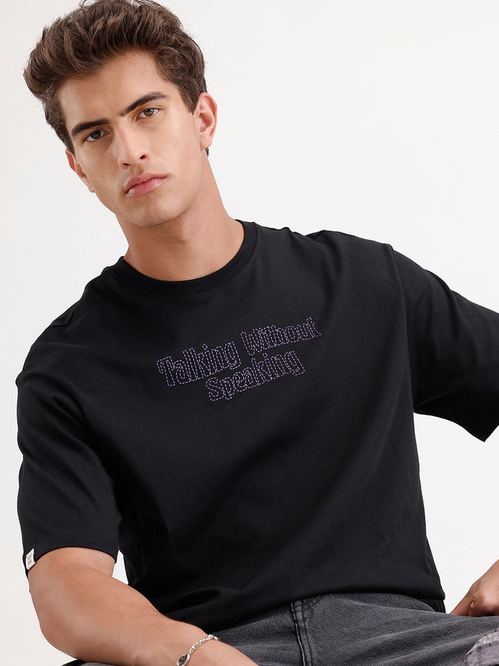 Oversized Puffer Printed T-Shirt | Black