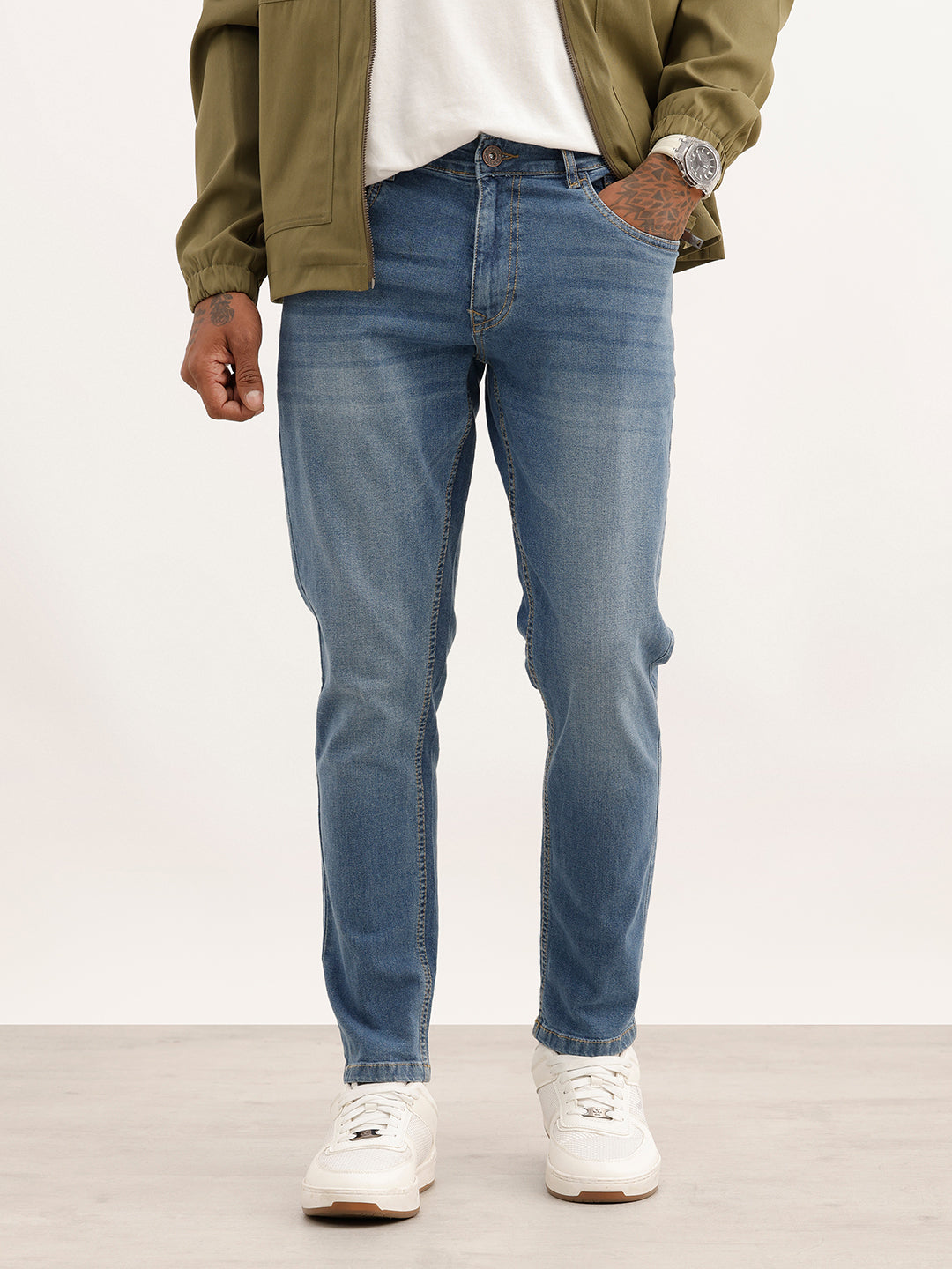 Washed Slim Crop Fit Denim Jeans | Light Blue