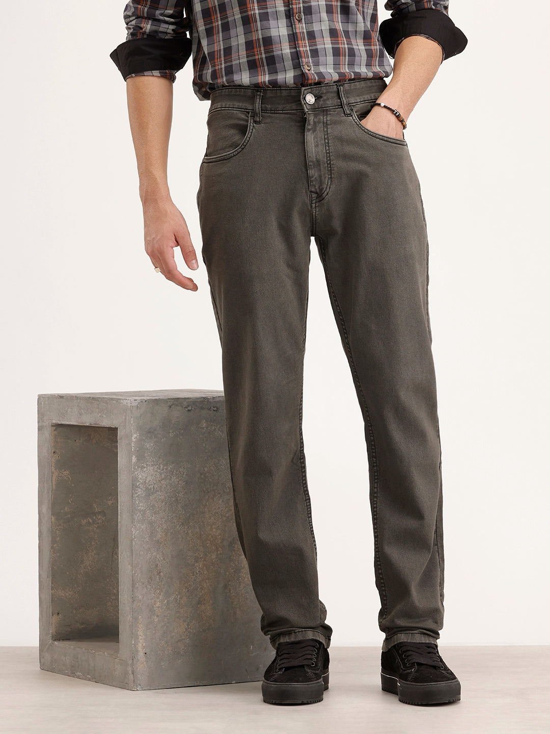 Solid Relaxed Fit Denim Jeans | Dark Grey