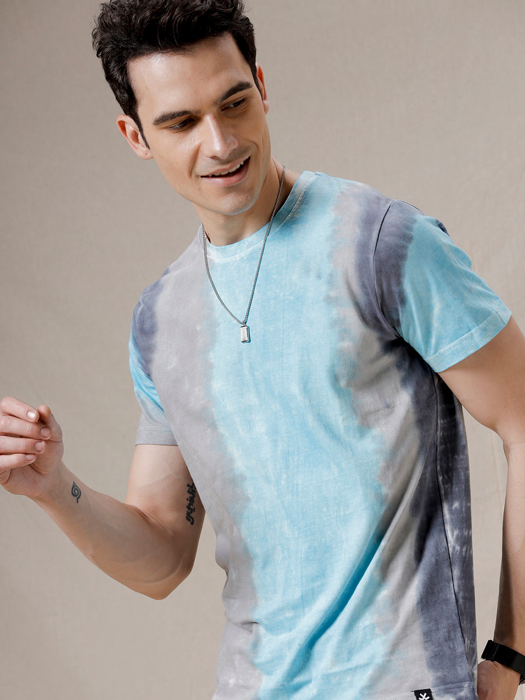 Dye Washed Casual Blue T-Shirt