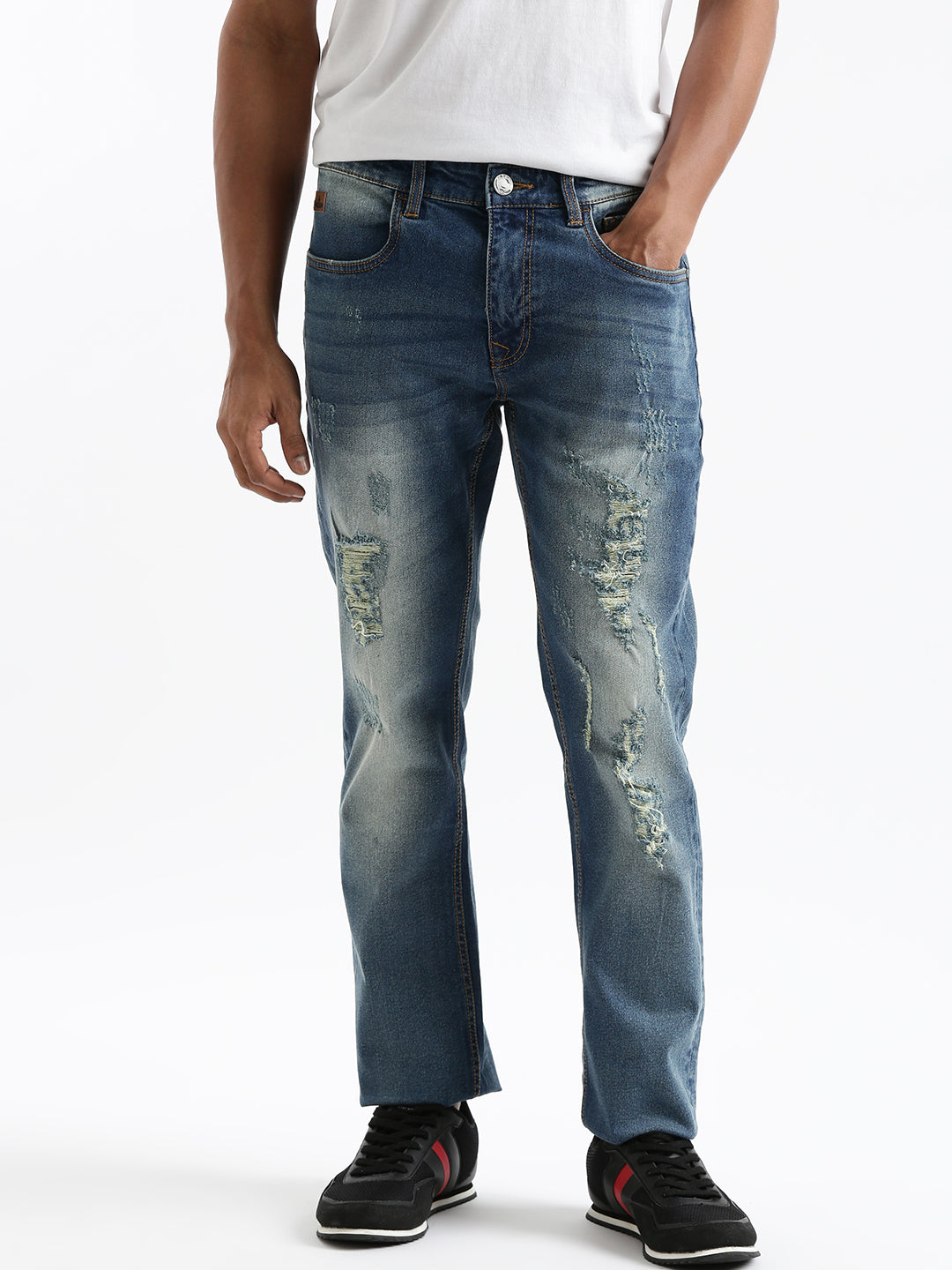 Faded Blue Distressed Jeans