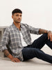 Slim Fit Checkered Full Sleeve Shirt | Grey