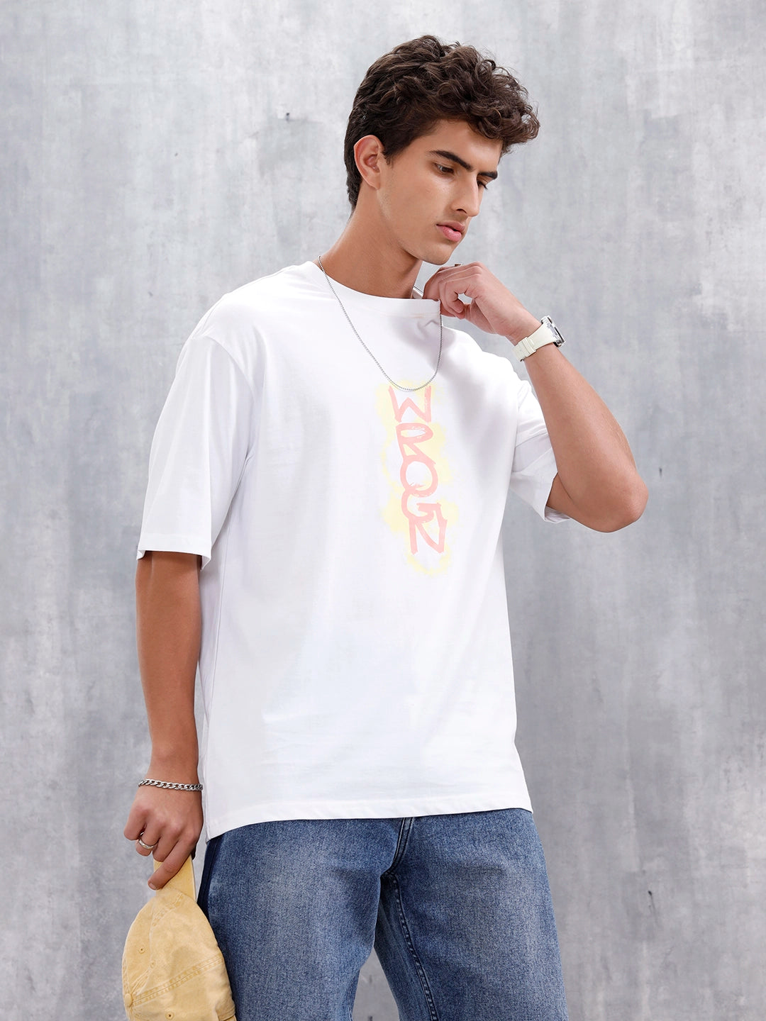 Casual Men Tee With Graphic | White
