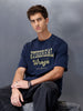 Men’s bold front print cotton t-shirt | Navy Blue