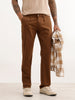 Solid Straight Fit Trouser | Brown