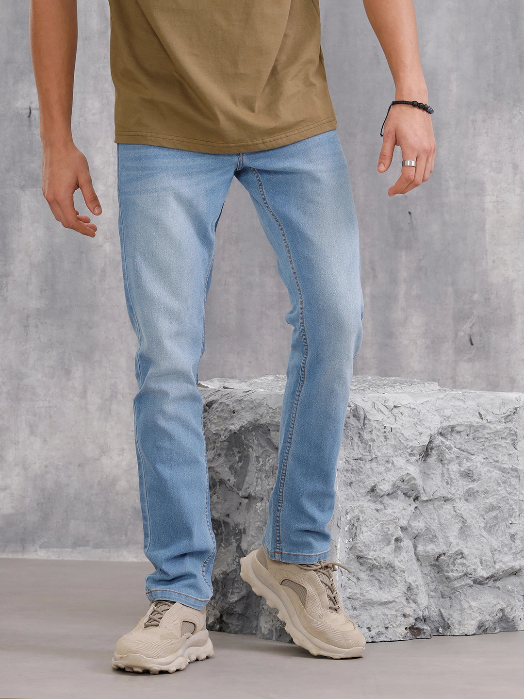 Straight Fit Midstone Washed Jeans | Midstone