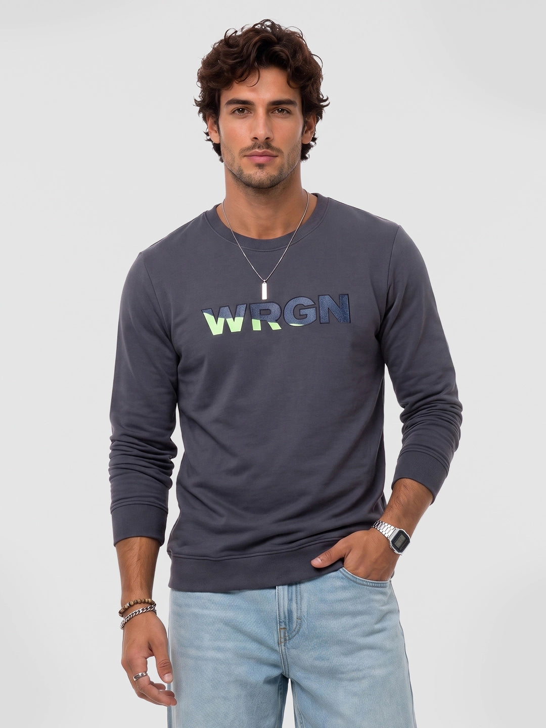 Classic Placement Printed Sweatshirt | Peach | WPSS7344S