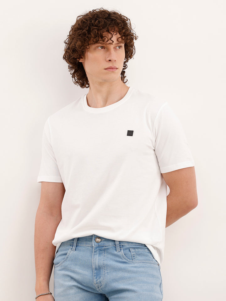 Solid Slim Fit T-Shirt  | White