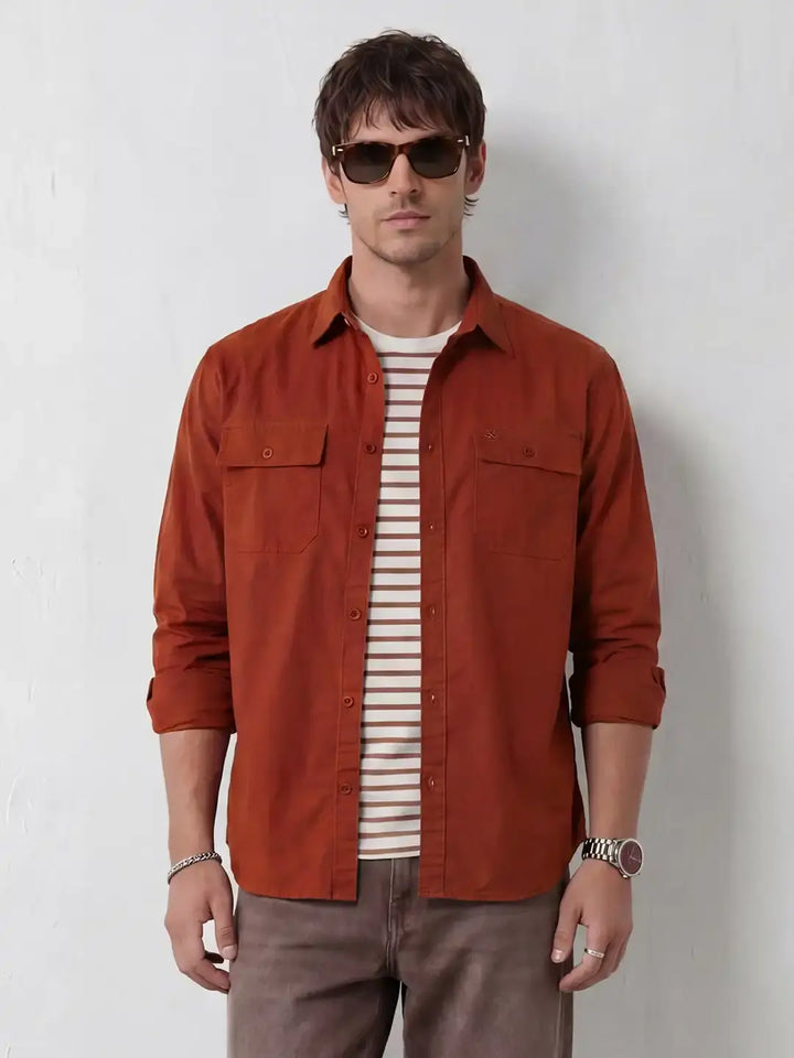 Comfort Fit Double Pocket Shirt | Rust