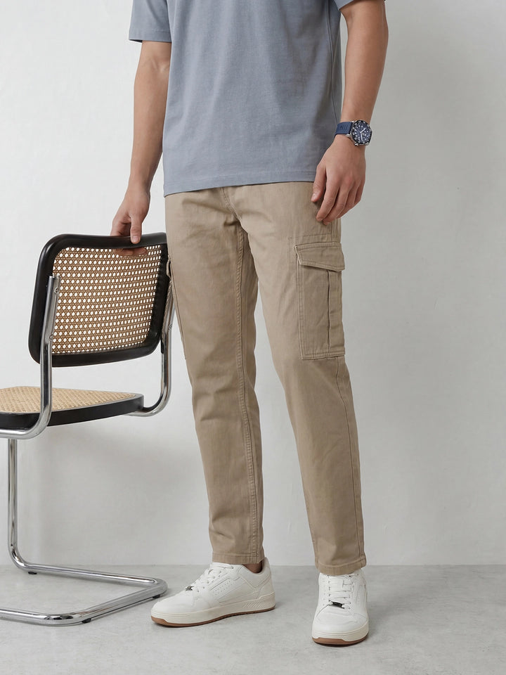 Loose Fit Denim Cargos | Khaki