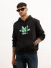 Comfort Fit Placement Printed Hoodie | Black