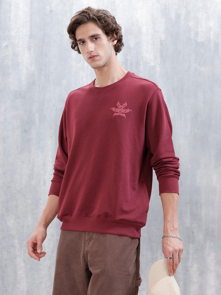 Men's Casual Comfort Fit Branded Sweatshirt | Maroon