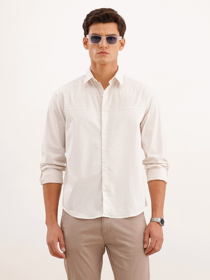 Comfort Fit Cut & Sew Checkered Shirt | Off White