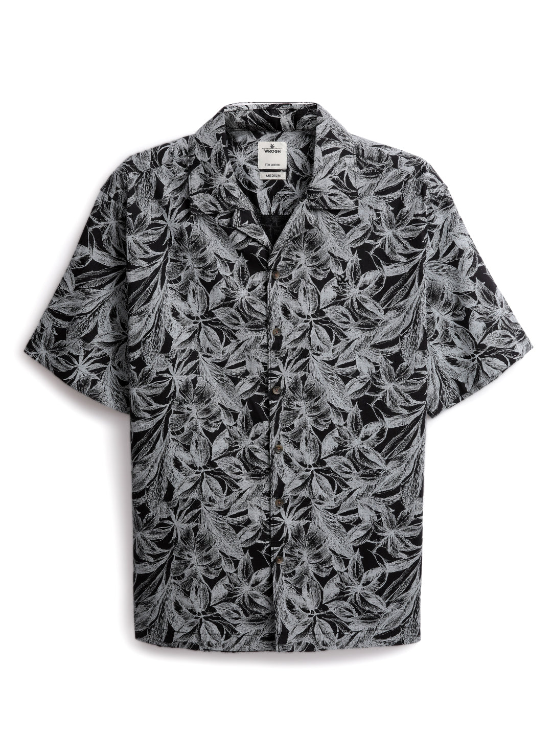 Abstract Flowers Black Oversized Shirt