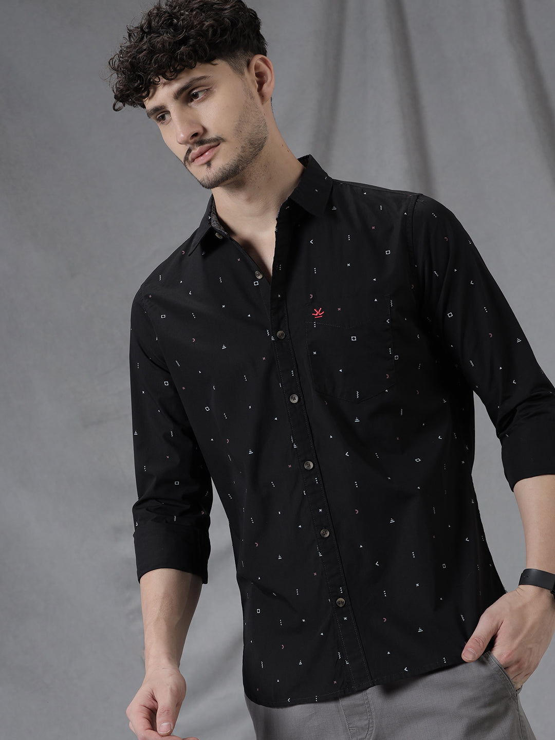 Dots & Dashes Black AOP Shirt