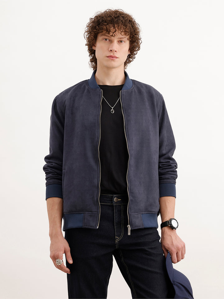 Slim Fit Bomber Jacket  | Blue