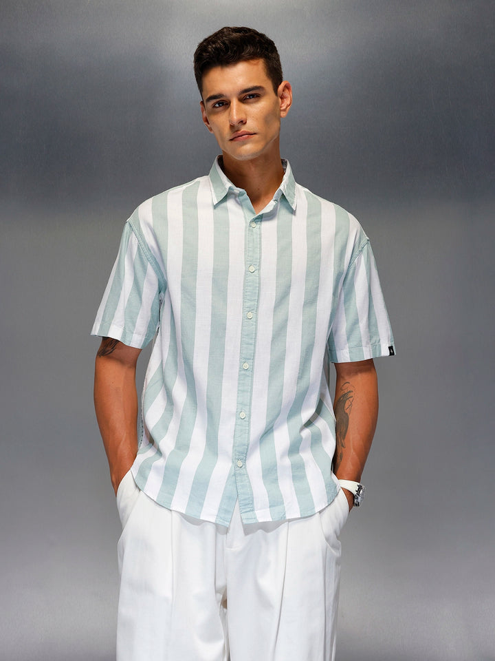 Men's casual oversize stripe shirt | White
