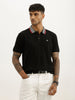 Slim Fit Contrast Collar Polo T-Shirt | Black
