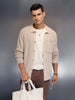 Textured Knit Button-Down Sweater  | Beige