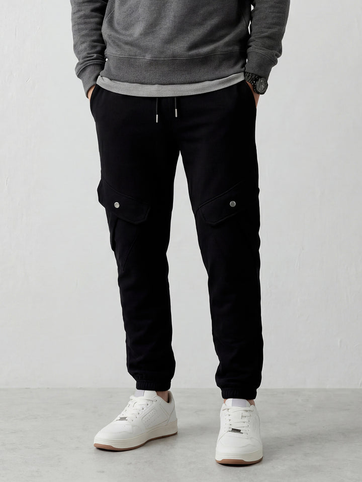 Men's casual cargo knit joggers | Black