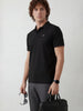 Solid Textured Slim Fit Polo T-Shirt | Black