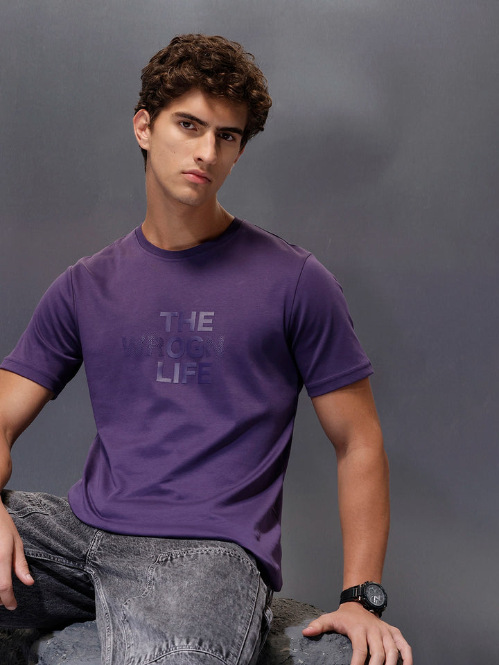Men's Slim Fit Casual Graphic Tee  |  Purple