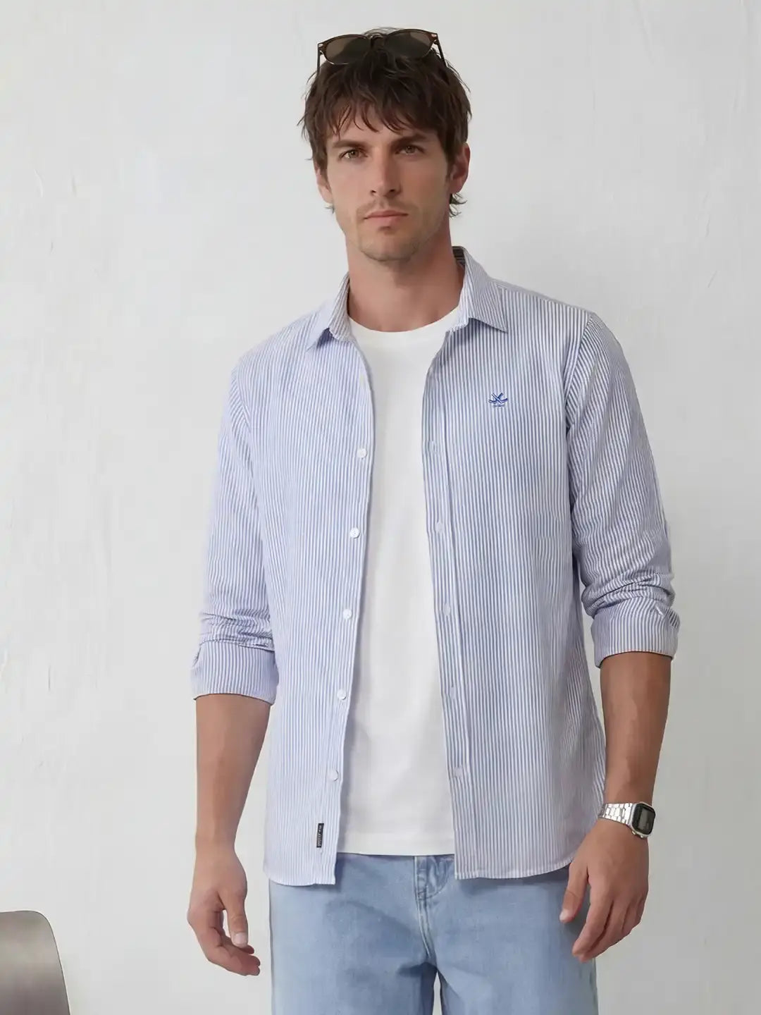 Solid Stretch Slim Fit Shirt | Blue