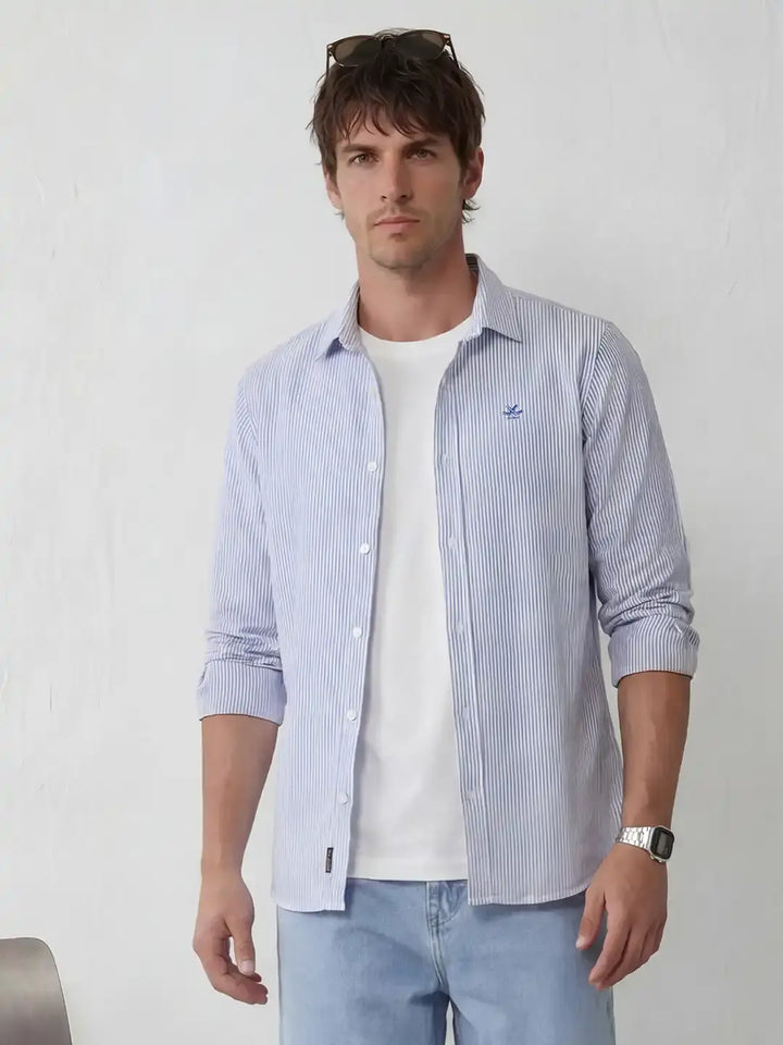 Solid Stretch Slim Fit Shirt | Blue