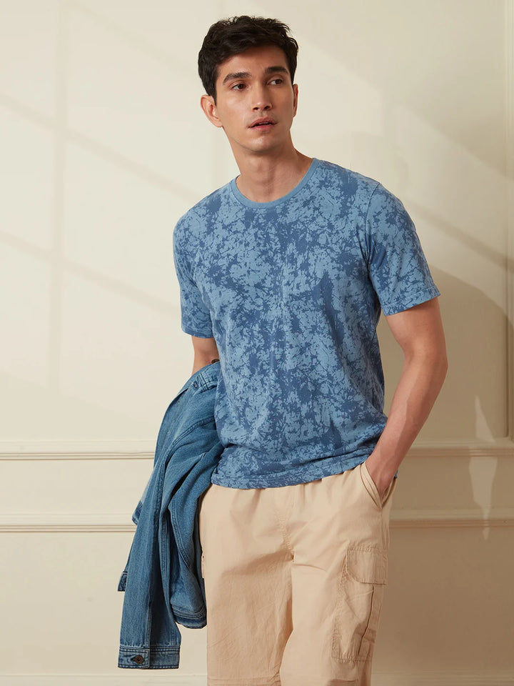 Washed Look AOP T-Shirt | Blue