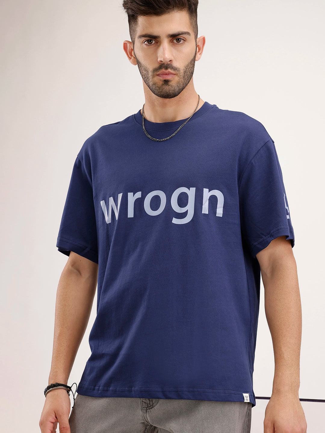 Oversized Placement Printed T-Shirt | Blue
