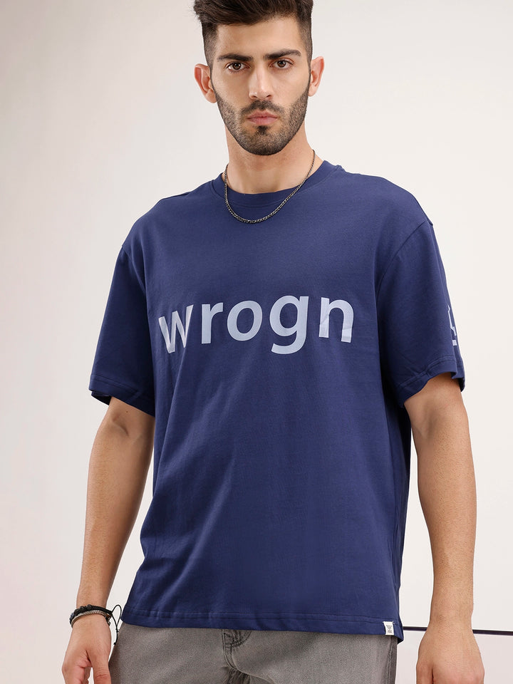 Oversized Placement Printed T-Shirt | Blue