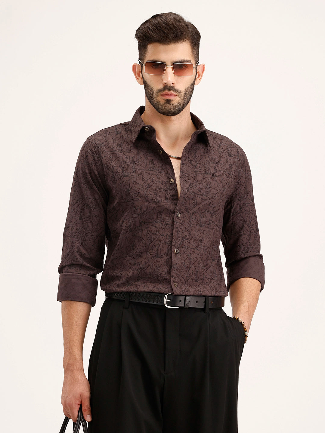 Textured Regular Fit Shirt | Brown