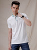 Contrast Collar White Polo T-Shirt