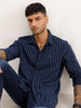 Regular Fit Striped Full Sleeve Shirt | Navy Blue