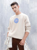 Wrogn Comfort Fit Graphic Sweatshirt For Men | Beige