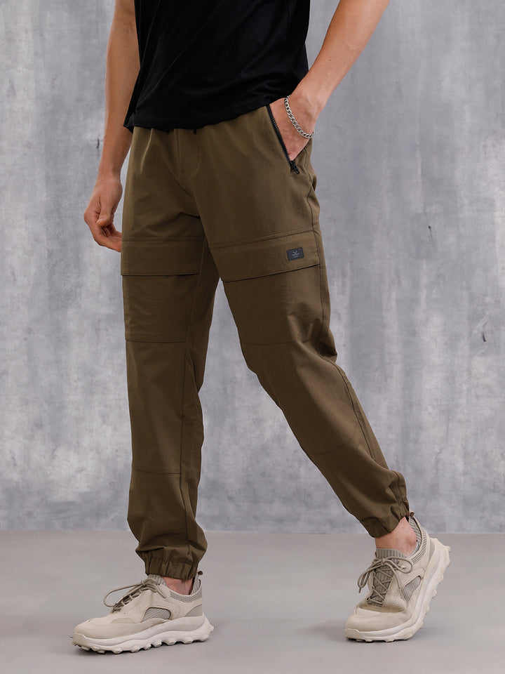 Solid Straight Fit Jogger | Brown