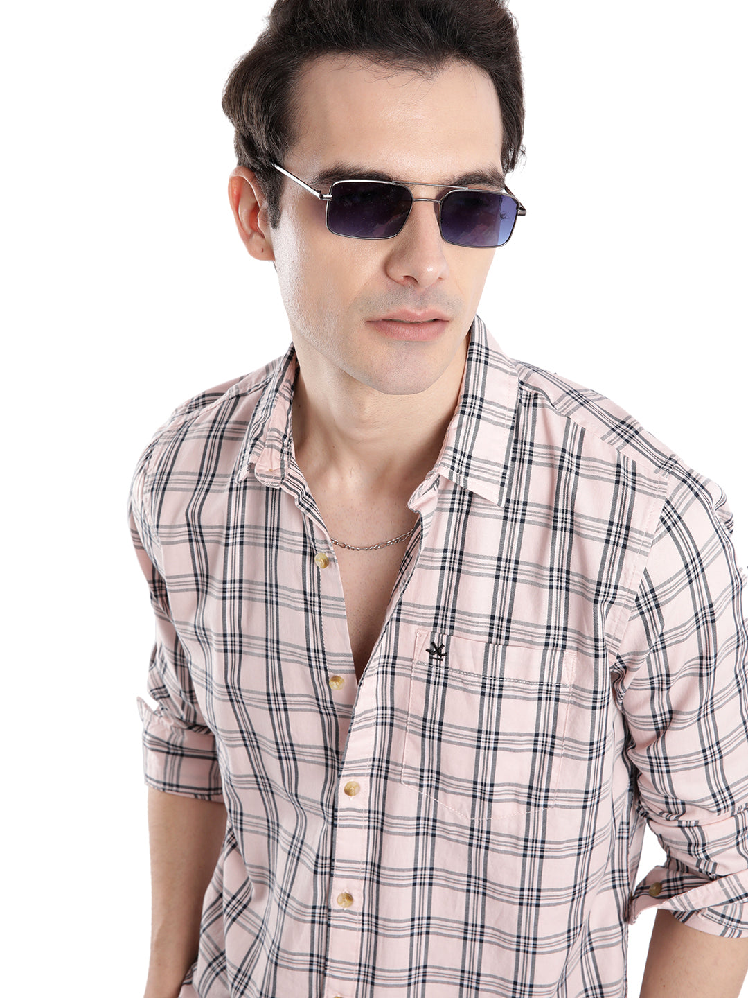 Lilac Black Casual Checked Shirt