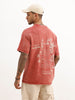 Oversized Washed Back Printed T-Shirt | Red