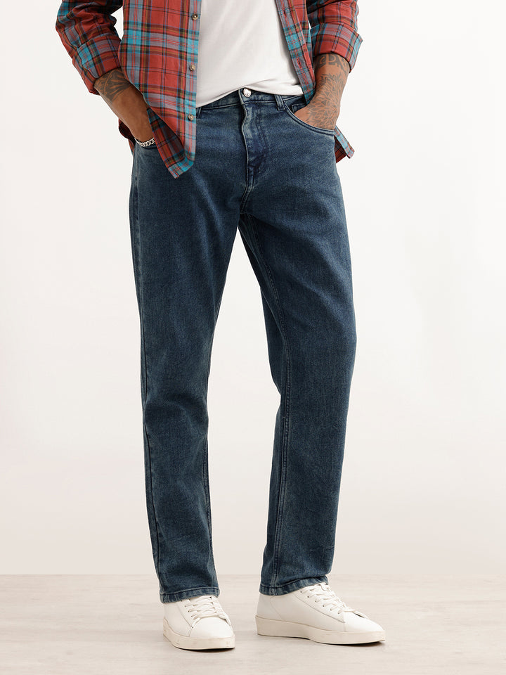 Relaxed Fit Faded Denim Jeans | Blue