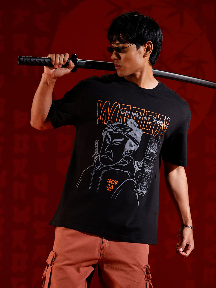Statement warrior print T-shirt | Black