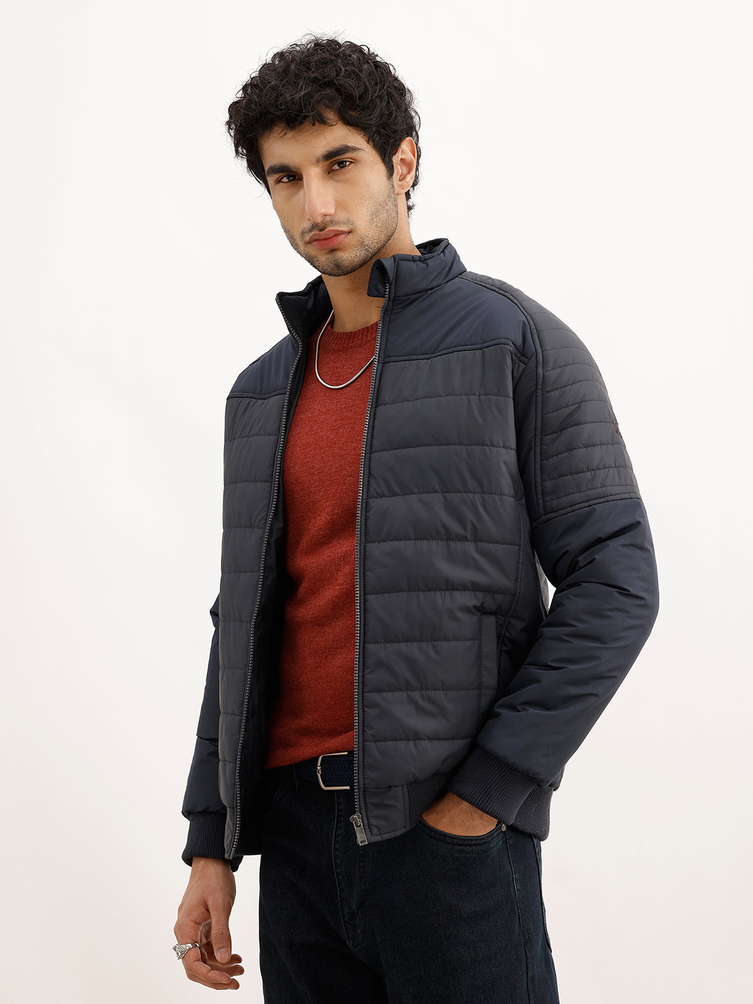 Classic Regular Fit Puffer Jacket | Blue