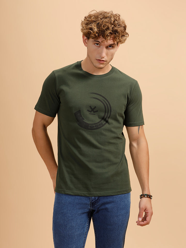 Motion Blur Printed T-Shirt | Olive