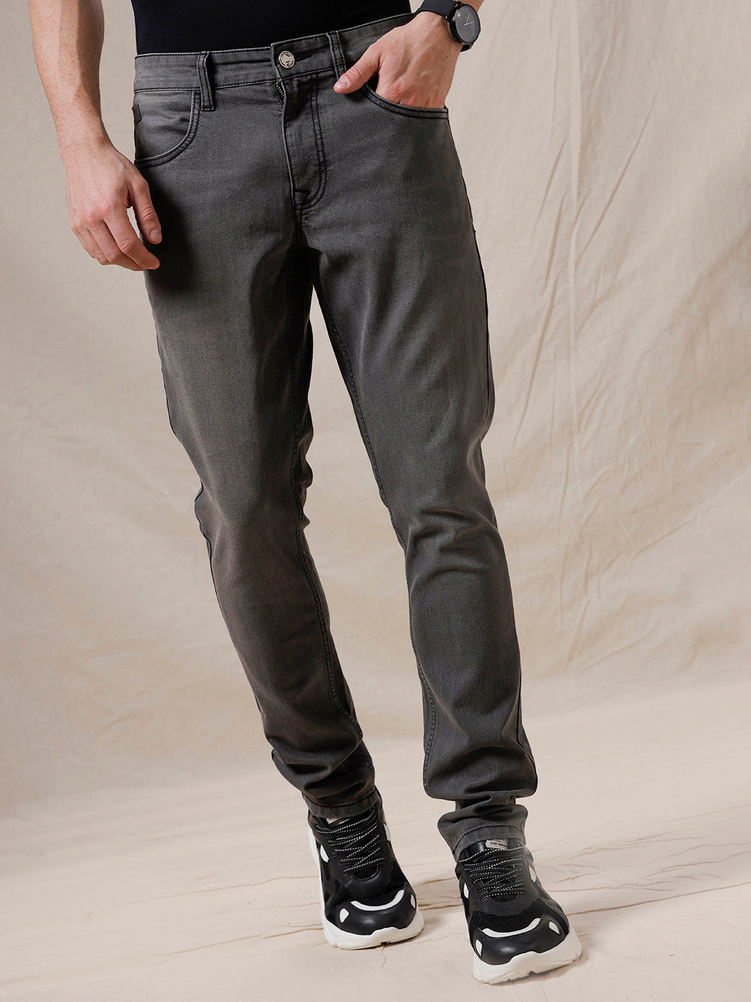 Solid Stone Grey Jeans