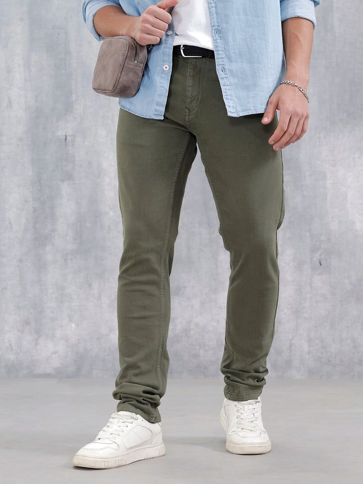 Men'S Casual Slim Fit Jeans  | Olive