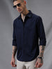 Satin Solid Navy Shirt