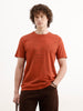 Slim Fit Placement Printed T-Shirt  | Rust