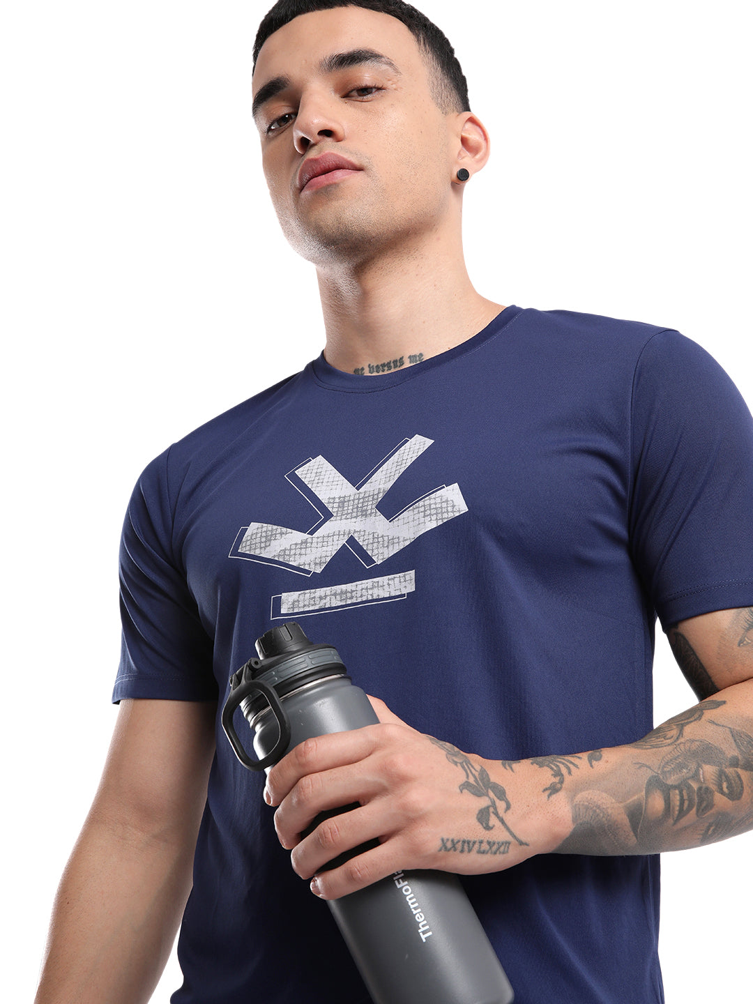 Classic Active Navy Chest Print T-Shirt