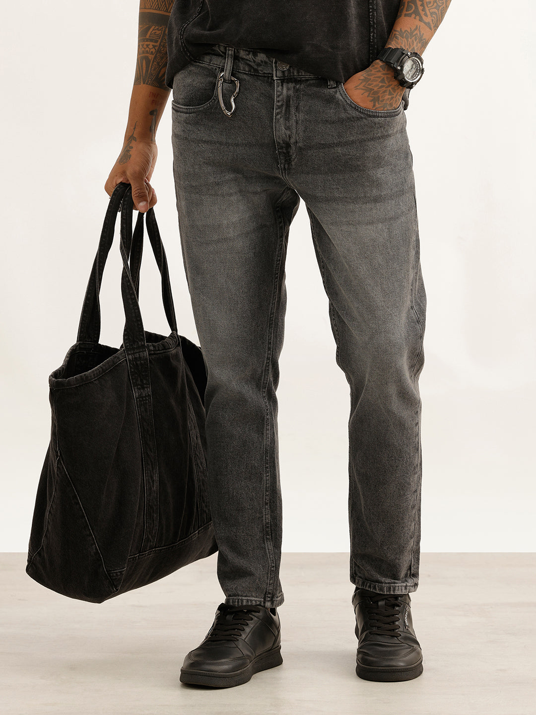 Washed Slim Crop Fit Denim Jeans | Grey