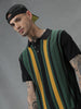 Vintage Stripes Flat Knit Black Polo T-Shirt