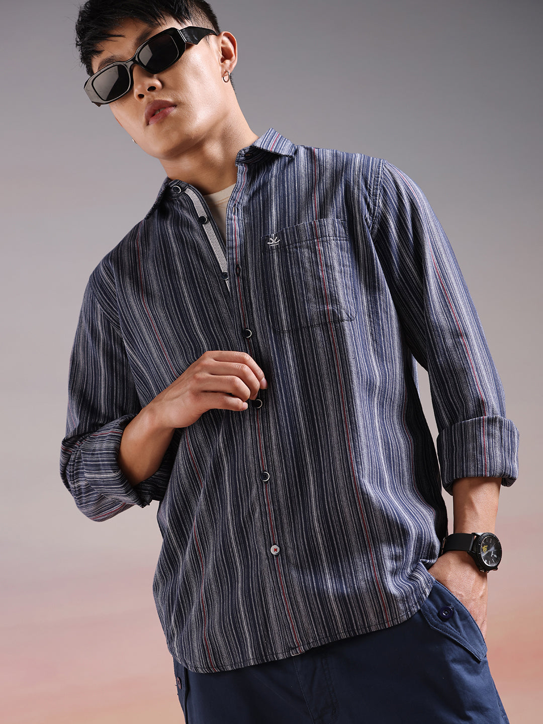 Stripes On Stripes Navy Pinstripe Shirt